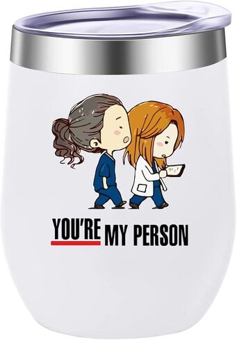 Greys Anatomy 12oz Tumbler Cups with Lid -You are My Person Double Wall Stainless Steel Insulated Coffee Mug-Stemless Insulated Wine Glasses-Novelty Christmas Gift for Women Bestie in Saudi Arabia