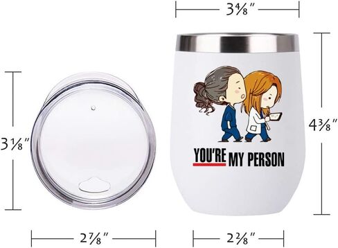 Greys Anatomy 12oz Tumbler Cups with Lid -You are My Person Double Wall Stainless Steel Insulated Coffee Mug-Stemless Insulated Wine Glasses-Novelty Christmas Gift for Women Bestie in Saudi Arabia