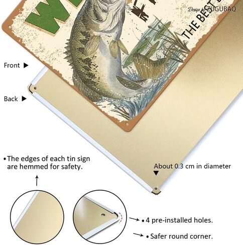 علامات قصدير الصيد المضحكة - مرحبًا بكم في فتحة الصيد، لوحة فنية للأسماك المعدنية العتيقة، طباعة فنية ملصق جدار ديكور للمنزل، المطبخ، البار، المقهى، الحانة، 12 × 8 بوصة، لوحة معلقة، هدية مبتكرة in Kuwait