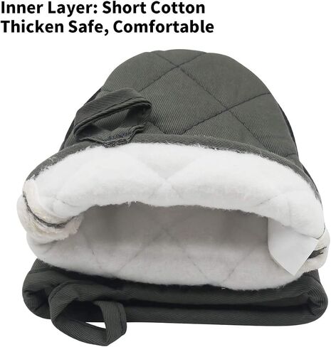 1 Pair Short Oven Mitts, Heat Resistant Silicone Kitchen Mini Oven Mitts for 500 Degrees, Non-Slip Grip Surfaces and Hanging Loop Gloves, Baking Grilling Barbecue Microwave Machine Washable (Gray) in Saudi Arabia