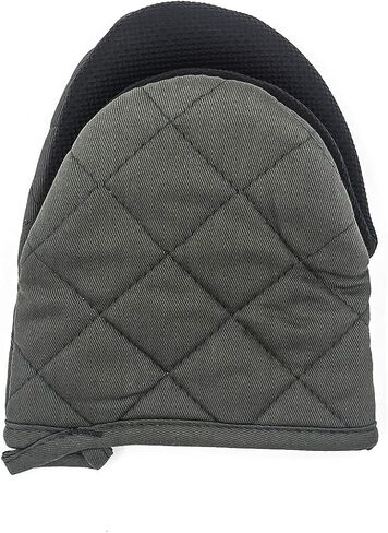 1 Pair Short Oven Mitts, Heat Resistant Silicone Kitchen Mini Oven Mitts for 500 Degrees, Non-Slip Grip Surfaces and Hanging Loop Gloves, Baking Grilling Barbecue Microwave Machine Washable (Gray) in Saudi Arabia