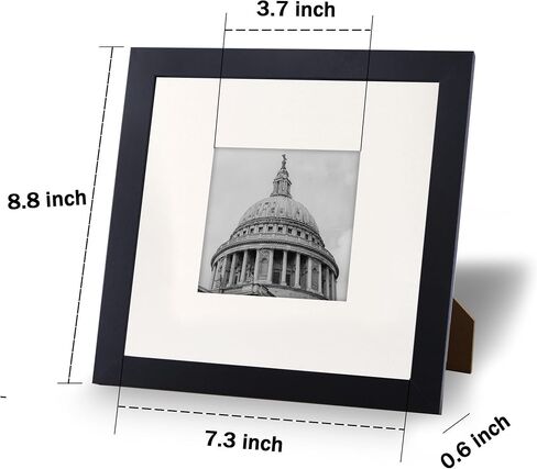 8x8 Picture Frame Set of 2, Display Photo 4x4 with Mat or 8x8 without Mat for Gallery Wall and Tabletop, Black in Saudi Arabia