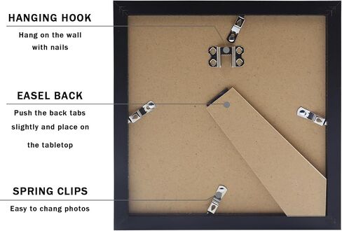 8x8 Picture Frame Set of 2, Display Photo 4x4 with Mat or 8x8 without Mat for Gallery Wall and Tabletop, Black in Saudi Arabia