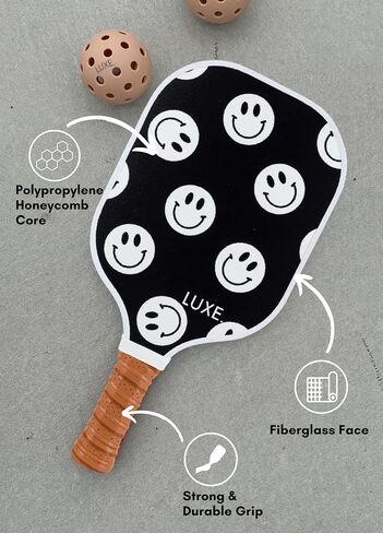 LUXE Pickleball Paddle | Leisure Edition | Cute, Fun, Stylish, Pickle Ball Paddles with Fiberglass Surface | Soft, Non-Slip Cushion Grip in Saudi Arabia
