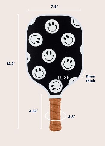 LUXE Pickleball Paddle | Leisure Edition | Cute, Fun, Stylish, Pickle Ball Paddles with Fiberglass Surface | Soft, Non-Slip Cushion Grip in Saudi Arabia