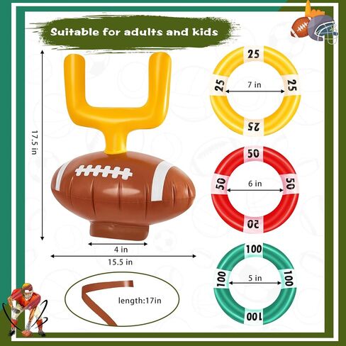 2 Set Inflatable Post Ring Toss Football Goal Post Ring Toss Game Include 2 Pieces Toss Post Hat 6 Pieces Ring Toss Goal Post for Boys Girls Football Party Games in Saudi Arabia