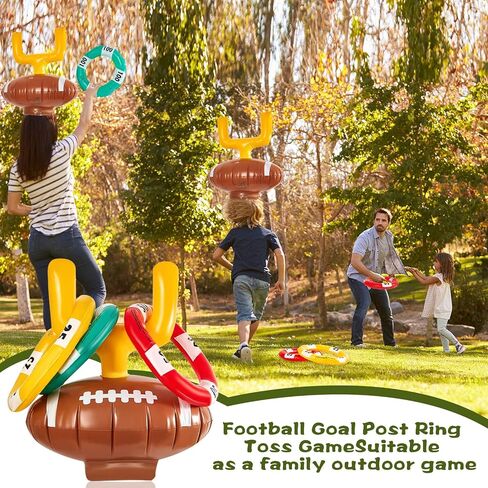 2 Set Inflatable Post Ring Toss Football Goal Post Ring Toss Game Include 2 Pieces Toss Post Hat 6 Pieces Ring Toss Goal Post for Boys Girls Football Party Games in Saudi Arabia