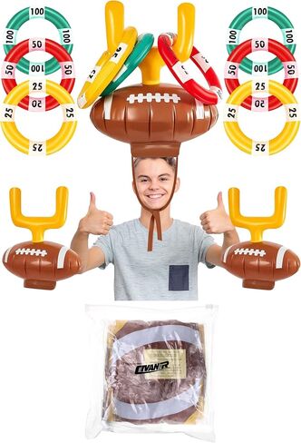 2 Set Inflatable Post Ring Toss Football Goal Post Ring Toss Game Include 2 Pieces Toss Post Hat 6 Pieces Ring Toss Goal Post for Boys Girls Football Party Games in Saudi Arabia