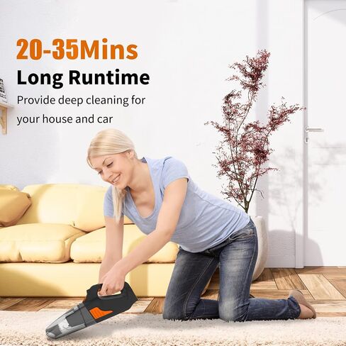 GV02 Handheld Cordless Vacuum, 10000PA Powerful Suction Hand Held Vacuum Cleaner for Car, Home & Office, Pet Hair & Cat Litter Cleaning, 2 Speed with LED Lights, Blue-2Pcs in Saudi Arabia