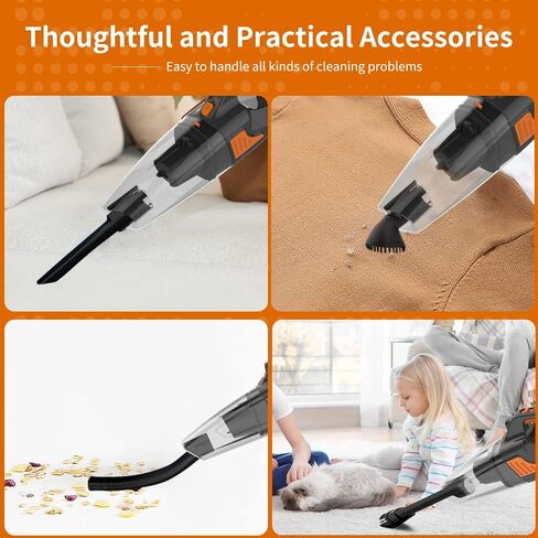 GV02 Handheld Cordless Vacuum, 10000PA Powerful Suction Hand Held Vacuum Cleaner for Car, Home & Office, Pet Hair & Cat Litter Cleaning, 2 Speed with LED Lights, Blue-2Pcs in Saudi Arabia