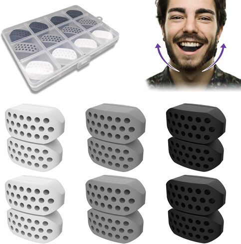 12PCS Adjustable Resistance Rubber Jaw Exerciser for Strength Training of Face, Neck, and Jawline in Saudi Arabia
