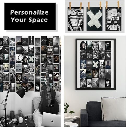 Photo Collage Kit Gloomy for Wall, 100 Pictures Black and White Aesthetic Posters for Wall Decor | Dark Academia Retro Decor for Bar in Saudi Arabia