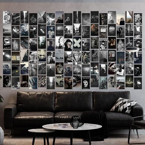 Photo Collage Kit Gloomy for Wall, 100 Pictures Black and White Aesthetic Posters for Wall Decor | Dark Academia Retro Decor for Bar in Saudi Arabia