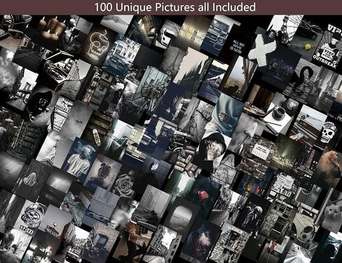 Photo Collage Kit Gloomy for Wall, 100 Pictures Black and White Aesthetic Posters for Wall Decor | Dark Academia Retro Decor for Bar in Saudi Arabia