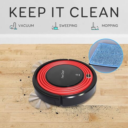 SereneLife Robot Vacuum Cleaner and Dock - 1500pa Suction w/ Scheduling Activation and Charging Dock - Robotic Auto Home Cleaning for Carpet Hardwood Floor Pet Hair - Pure Clean PUCRC95, Red in Saudi Arabia