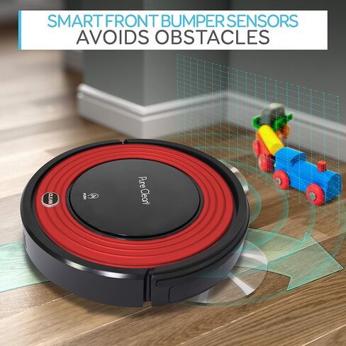 SereneLife Robot Vacuum Cleaner and Dock - 1500pa Suction w/ Scheduling Activation and Charging Dock - Robotic Auto Home Cleaning for Carpet Hardwood Floor Pet Hair - Pure Clean PUCRC95, Red in Saudi Arabia