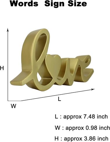 تمثال الحب النصي، علامة طاولة الحب ديكور ذهبي، ديكور منزلي لطاولة قائمة بذاتها، ديكور زفاف، ديكور غرفة المعيشة، هدية لعيد الحب، الذكرى السنوية، ديكور حفل خطوبة الزفاف in Kuwait