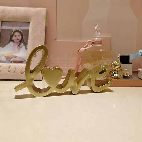تمثال الحب النصي، علامة طاولة الحب ديكور ذهبي، ديكور منزلي لطاولة قائمة بذاتها، ديكور زفاف، ديكور غرفة المعيشة، هدية لعيد الحب، الذكرى السنوية، ديكور حفل خطوبة الزفاف in Kuwait