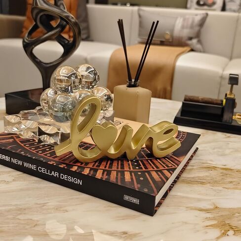 تمثال الحب النصي، علامة طاولة الحب ديكور ذهبي، ديكور منزلي لطاولة قائمة بذاتها، ديكور زفاف، ديكور غرفة المعيشة، هدية لعيد الحب، الذكرى السنوية، ديكور حفل خطوبة الزفاف in Kuwait