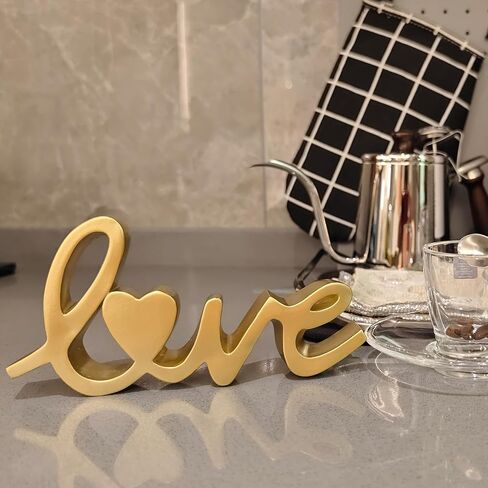 تمثال الحب النصي، علامة طاولة الحب ديكور ذهبي، ديكور منزلي لطاولة قائمة بذاتها، ديكور زفاف، ديكور غرفة المعيشة، هدية لعيد الحب، الذكرى السنوية، ديكور حفل خطوبة الزفاف in Kuwait