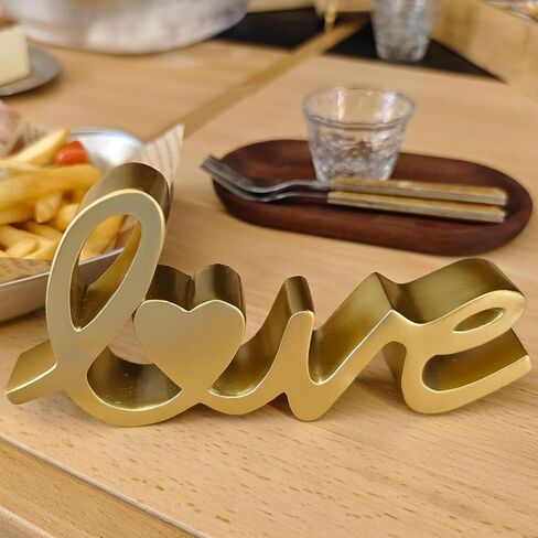 تمثال الحب النصي، علامة طاولة الحب ديكور ذهبي، ديكور منزلي لطاولة قائمة بذاتها، ديكور زفاف، ديكور غرفة المعيشة، هدية لعيد الحب، الذكرى السنوية، ديكور حفل خطوبة الزفاف in Kuwait