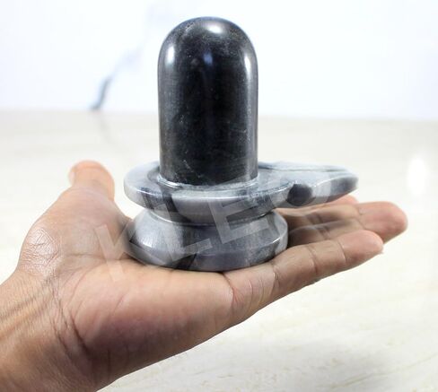 KLEO - تمثال Shivalingam Shivling Shiv Ling Idol من الحجر الأسود الطبيعي لديكور المنزل وبوجا - 3.5 سم in Kuwait