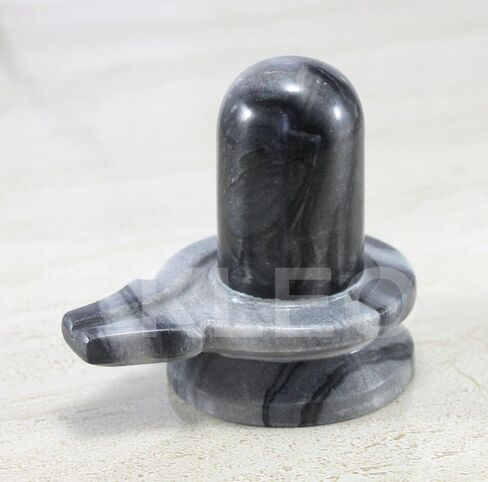 KLEO - تمثال Shivalingam Shivling Shiv Ling Idol من الحجر الأسود الطبيعي لديكور المنزل وبوجا - 3.5 سم in Kuwait