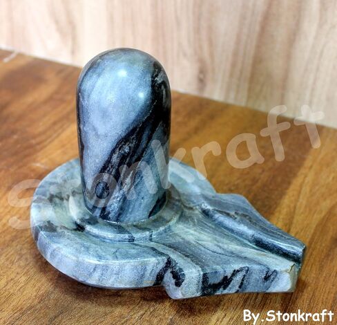 KLEO - تمثال Shivalingam Shivling Shiv Ling Idol من الحجر الأسود الطبيعي لديكور المنزل وبوجا - 3.5 سم in Kuwait