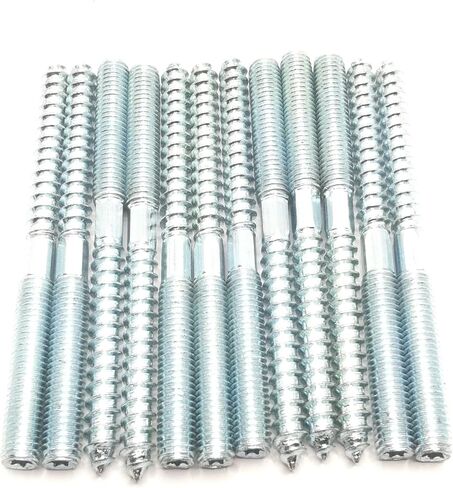 Hanger Bolt M8x100 Silvery Double Headed Bolt Self-Tapping Screw with Hexagon for Furniture 12Pcs in Saudi Arabia