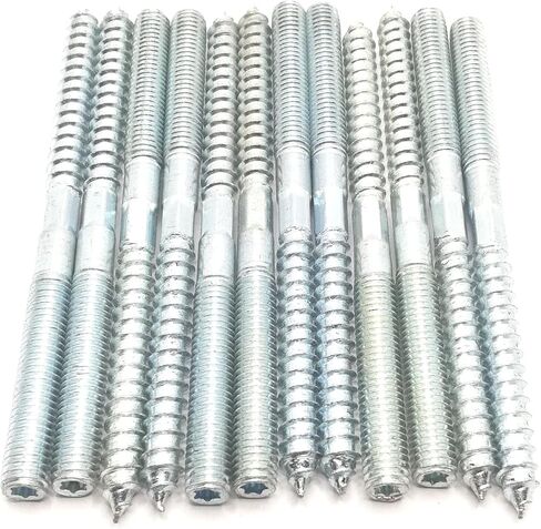 Hanger Bolt M8x100 Silvery Double Headed Bolt Self-Tapping Screw with Hexagon for Furniture 12Pcs in Saudi Arabia