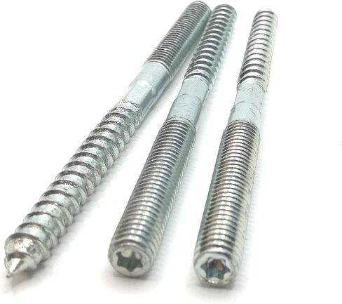 Hanger Bolt M8x100 Silvery Double Headed Bolt Self-Tapping Screw with Hexagon for Furniture 12Pcs in Saudi Arabia