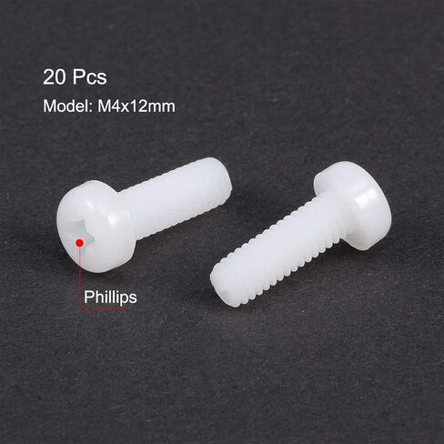 uxcell M3x20mm Threaded Nylon Phillips Cross Pan Head Machine Screws Bolts White 20Pcs in Saudi Arabia