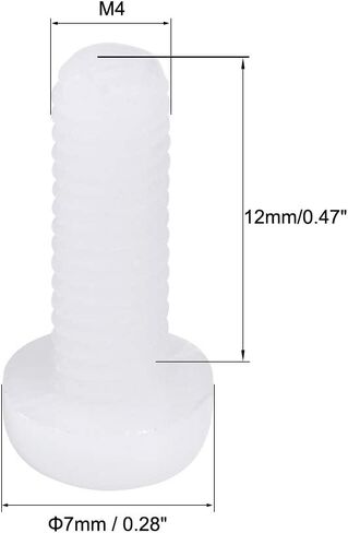 uxcell M3x20mm Threaded Nylon Phillips Cross Pan Head Machine Screws Bolts White 20Pcs in Saudi Arabia