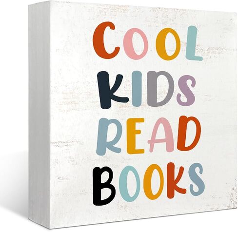 Mtrgdn Let's Read Boho Wood Box Sign Desk Decor Rustic Reading Wooden Box Block Sign Decorations for Home Kids Room Reading Room Nursery Classroom Wall Tabletop Desk Decor in Saudi Arabia