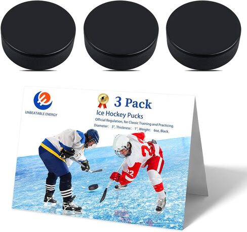 Hockey Pucks 3 Pack, Hockey Puck (Black), Official Hockey Pucks for Practicing and Classic Training, Ice Hockey Pucks Diameter 3", Thickness 1", 6oz, Hockey Pucks Bulk in Kuwait