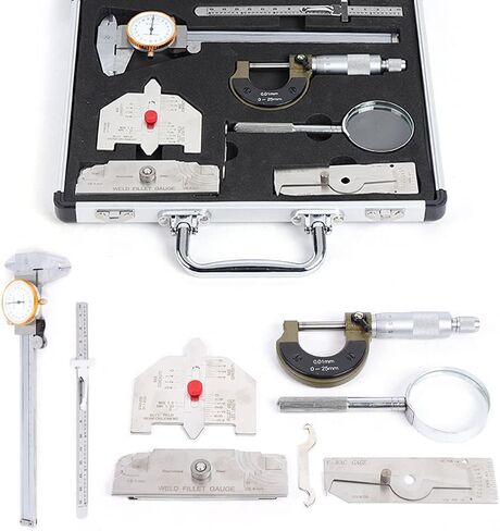مجموعة أدوات فحص اللحام، مسطرة قياس لحام فيليه + مسماك مكبر، مجموعة أدوات قياس اللحام، مجموعة أدوات قياس اللحام، صندوق علبة مسطرة فحص أكثر دقة 30 × 22 × 5 سم in Kuwait