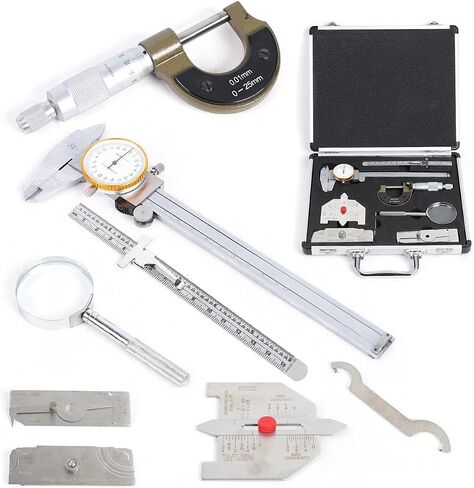 مجموعة أدوات فحص اللحام، مسطرة قياس لحام فيليه + مسماك مكبر، مجموعة أدوات قياس اللحام، مجموعة أدوات قياس اللحام، صندوق علبة مسطرة فحص أكثر دقة 30 × 22 × 5 سم in Kuwait