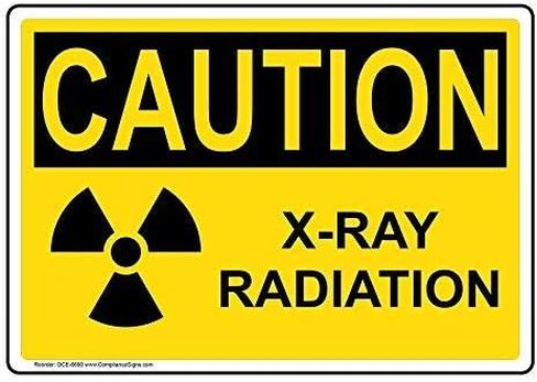 ComplianceSigns.com CAUTION X-Ray Radiation OSHA Safety Label Decal, 5x3.5 in. 4-Pack Vinyl for Medical Facility Hazmat in Saudi Arabia