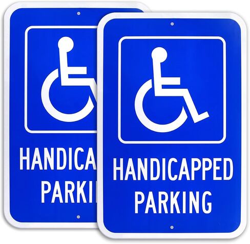 2 Pack Handicap Parking Sign, Handicap Signs for Parking Lot with Picture of Wheelchair Sign, 18" x 12" .040 Aluminum Engineer Grade Reflective handicap sign UV Protected Waterproof Easy to Mount in Saudi Arabia