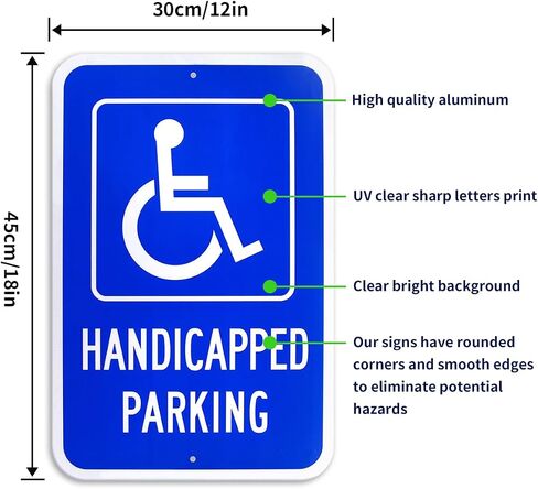 2 Pack Handicap Parking Sign, Handicap Signs for Parking Lot with Picture of Wheelchair Sign, 18" x 12" .040 Aluminum Engineer Grade Reflective handicap sign UV Protected Waterproof Easy to Mount in Saudi Arabia