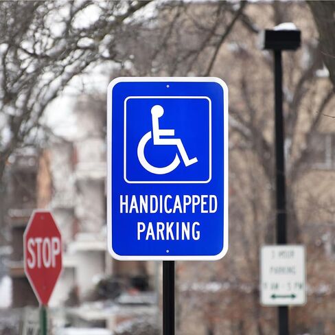 2 Pack Handicap Parking Sign, Handicap Signs for Parking Lot with Picture of Wheelchair Sign, 18" x 12" .040 Aluminum Engineer Grade Reflective handicap sign UV Protected Waterproof Easy to Mount in Saudi Arabia