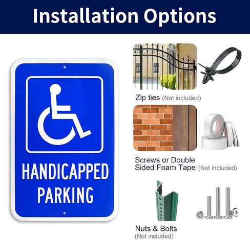 2 Pack Handicap Parking Sign, Handicap Signs for Parking Lot with Picture of Wheelchair Sign, 18" x 12" .040 Aluminum Engineer Grade Reflective handicap sign UV Protected Waterproof Easy to Mount in Saudi Arabia