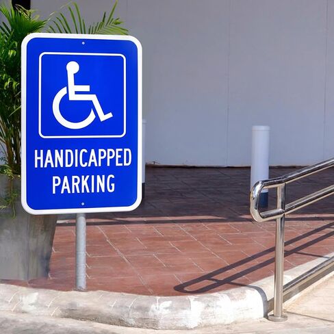 2 Pack Handicap Parking Sign, Handicap Signs for Parking Lot with Picture of Wheelchair Sign, 18" x 12" .040 Aluminum Engineer Grade Reflective handicap sign UV Protected Waterproof Easy to Mount in Saudi Arabia