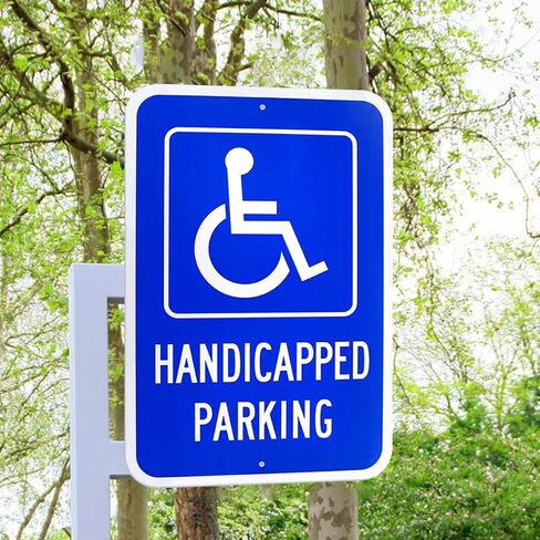 2 Pack Handicap Parking Sign, Handicap Signs for Parking Lot with Picture of Wheelchair Sign, 18" x 12" .040 Aluminum Engineer Grade Reflective handicap sign UV Protected Waterproof Easy to Mount in Saudi Arabia