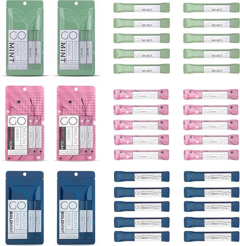 Bold Mint GO Travel Size Mouthwash Packets - Bulk Individual Mini Mouthwash Packets - Perfect Travel Size Toiletries for Guest Bathrooms - Alternative to Breath Strips and Spray, Alcohol and Dye Free in Saudi Arabia
