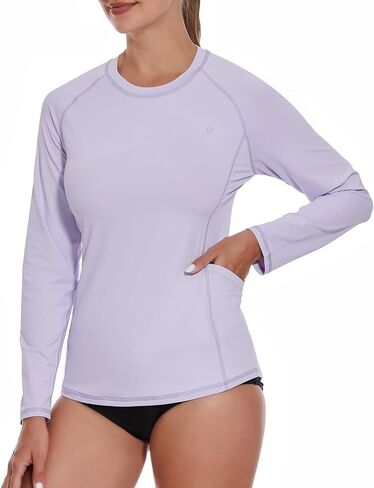 HODOSPORTS Rash Guard للنساء UPF 50+ قميص السباحة مع جيوب قمصان الحماية من الشمس خفيفة الوزن طويلة الأكمام in Saudi Arabia
