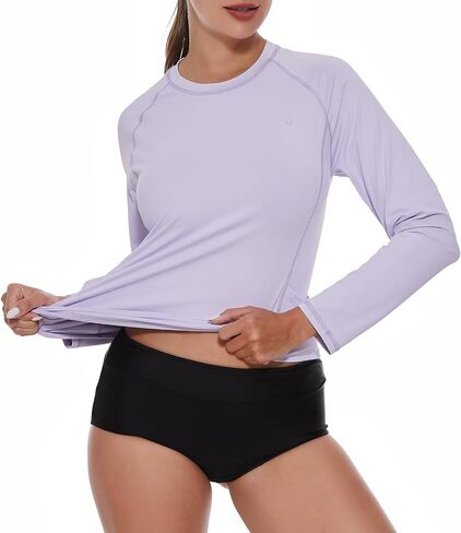 HODOSPORTS Rash Guard للنساء UPF 50+ قميص السباحة مع جيوب قمصان الحماية من الشمس خفيفة الوزن طويلة الأكمام in Saudi Arabia