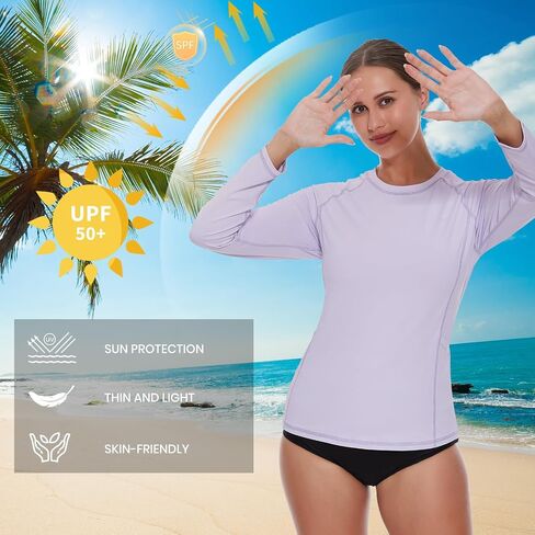 HODOSPORTS Rash Guard للنساء UPF 50+ قميص السباحة مع جيوب قمصان الحماية من الشمس خفيفة الوزن طويلة الأكمام in Saudi Arabia