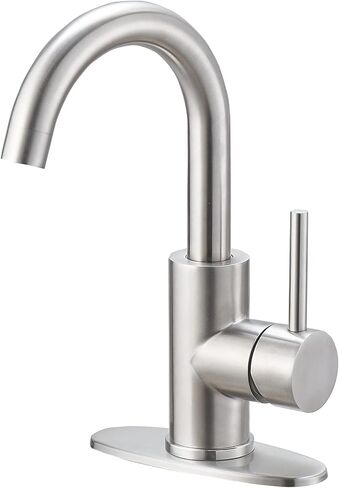 BWE Bar Faucet Brushed Nickel Small Barthroom Faucet Single Handle One Hole Modern Commercial Faucet for Sinks RV Sink Faucet with Water Supply Lines in Kuwait