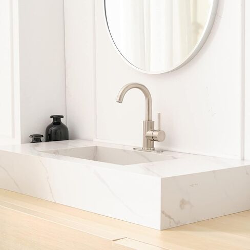 BWE Bar Faucet Brushed Nickel Small Barthroom Faucet Single Handle One Hole Modern Commercial Faucet for Sinks RV Sink Faucet with Water Supply Lines in Kuwait